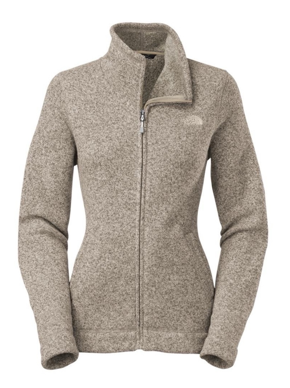 The North Face Crescent Sunset Full-Zip Fleece Jacket in Oatmeal. Size Small.